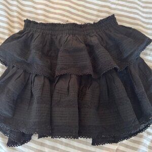 LoveShackFancy Ruffle Mini Skirt Size S Black NWOT